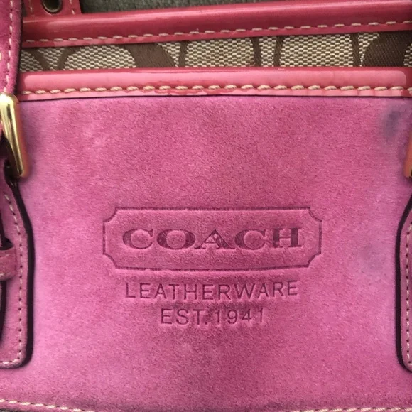 Coach, pink and khaki monogram tote bag - Picture 2 of 9